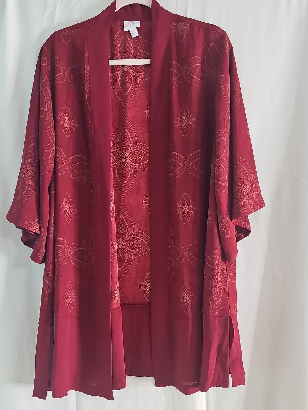 LuLaRoe Aurora Red Embroidered Paisley Kimono